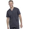 Cherokee Men’s Scrub Set, V-Neck Scrub Top Modern fit WW603 with Natural Rise Jogger Scrub Pants Drawstring Waistband WW012(Pewter)