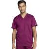 Cherokee Men’s Scrub Set, V-Neck Scrub Top Modern fit WW603 with Natural Rise Jogger Scrub Pants Drawstring Waistband WW012(Wine)