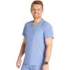 Cherokee Men’s V-Neck Scrub Top Journey with 2 Pockets and Front and Back Yoke Seams and Side Vents – CK824A(Ciel)