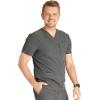 Cherokee Men’s V-Neck Scrub Top with 4 Pockets and Back Yoke Seam CK752A(Heather Pewter)