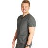 Cherokee Men’s V-Neck Scrub Top with 4 Pockets and Back Yoke Seam CK752A(Heather Pewter)