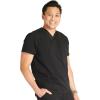 Cherokee Men’s V-Neck Scrub Top with Front Neckline, Yoke Seams, and Zip Pocket – CK718A(Black)