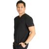 Cherokee Men’s V-Neck Scrub Top with Front Neckline, Yoke Seams, and Zip Pocket – CK718A(Black)