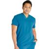 Cherokee Men’s V-Neck Scrub Top with Front Neckline, Yoke Seams, and Zip Pocket – CK718A(Caribbean Blue)