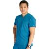 Cherokee Men’s V-Neck Scrub Top with Front Neckline, Yoke Seams, and Zip Pocket – CK718A(Caribbean Blue)