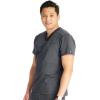 Cherokee Men’s V-Neck Scrub Top with Front Neckline, Yoke Seams, and Zip Pocket – CK718A(Pewter)