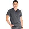 Cherokee Men’s V-Neck Scrub Top with Front Neckline, Yoke Seams, and Zip Pocket – CK718A(Pewter)