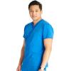 Cherokee Men’s V-Neck Scrub Top with Front Neckline, Yoke Seams, and Zip Pocket – CK718A(Royal)