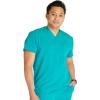 Cherokee Men’s V-Neck Scrub Top with Front Neckline, Yoke Seams, and Zip Pocket – CK718A(Teal Blue)