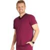 Cherokee Men’s V-Neck Scrub Top with Front Neckline, Yoke Seams, and Zip Pocket – CK718A(Wine)