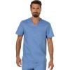 Cherokee Premium Scrub Set for Men Modern Fit V-Neck Top WW690 with Tapered Leg Button Closure & Inside Drawstring Pant WW140(Ciel)