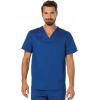 Cherokee Premium Scrub Set for Men Modern Fit V-Neck Top WW690 with Tapered Leg Button Closure & Inside Drawstring Pant WW140(Galaxy Blue)