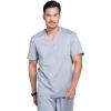 Cherokee Premium Scrub Set for Men Modern Fit V-Neck Top WW690 with Tapered Leg Button Closure & Inside Drawstring Pant WW140(Grey)