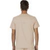 Cherokee Premium Scrub Set for Men Modern Fit V-Neck Top WW690 with Tapered Leg Button Closure & Inside Drawstring Pant WW140(Khaki)