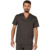 Cherokee Premium Scrub Set for Men Modern Fit V-Neck Top WW690 with Tapered Leg Button Closure & Inside Drawstring Pant WW140(Pewter)