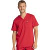 Cherokee Premium Scrub Set for Men Modern Fit V-Neck Top WW690 with Tapered Leg Button Closure & Inside Drawstring Pant WW140(Red)