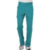 Cherokee Premium Scrub Set for Men Modern Fit V-Neck Top WW690 with Tapered Leg Button Closure & Inside Drawstring Pant WW140(Teal Blue)