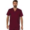 Cherokee Premium Scrub Set for Men Modern Fit V-Neck Top WW690 with Tapered Leg Button Closure & Inside Drawstring Pant WW140(Wine)