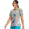 Cherokee Prints Women Scrubs Top Mock Wrap CK614(Retro Buds)