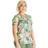 Cherokee Prints Women Scrubs Top Mock Wrap Print CK688(Botanics in Bloom)