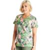 Cherokee Prints Women Scrubs Top Mock Wrap Print CK688(Botanics in Bloom)
