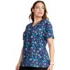Cherokee Prints Women Scrubs Top Mock Wrap Print CK688(Confetti Daisies)