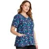 Cherokee Prints Women Scrubs Top Mock Wrap Print CK688(Confetti Daisies)