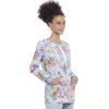 Cherokee Prints Women Warm Up Scrubs Jacket Snap Front CK301(Friendly Flowers)