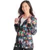 Cherokee Prints Women Warm Up Scrubs Jacket Snap Front CK301(Hopeful Bouquets)