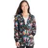 Cherokee Prints Women Warm Up Scrubs Jacket Snap Front CK301(Hopeful Bouquets)