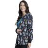 Cherokee Prints Women Warm Up Scrubs Jacket Snap Front CK301(Llama Love)