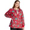 Cherokee Prints Women Warm Up Scrubs Jacket Snap Front CK301(Meowy Christmouse)