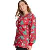Cherokee Prints Women Warm Up Scrubs Jacket Snap Front CK301(Meowy Christmouse)
