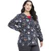 Cherokee Prints Women Warm Up Scrubs Jacket Snap Front CK301(Merry Whatever)