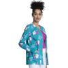 Cherokee Prints Women Warm Up Scrubs Jacket Snap Front CK301(My Main Squeeze)