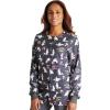 Cherokee Scrub Jackets For Woman Printed Snap Front Modern Classic Fit, 2 Pockets, Rib-Knit Cuffs – CK321(Calma Llama)