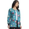 Cherokee Scrub Jackets For Woman Printed Snap Front Modern Classic Fit, 2 Pockets, Rib-Knit Cuffs – CK321(Happy Holidogs)