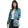 Cherokee Scrub Jackets For Woman Printed Snap Front Modern Classic Fit, 2 Pockets, Rib-Knit Cuffs – CK321(Happy Holidogs)
