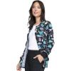 Cherokee Scrub Jackets For Woman Printed Snap Front Modern Classic Fit, 2 Pockets, Rib-Knit Cuffs – CK321(I’m a Dentisaurus)