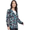Cherokee Scrub Jackets For Woman Printed Snap Front Modern Classic Fit, 2 Pockets, Rib-Knit Cuffs – CK321(I’m a Dentisaurus)