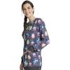 Cherokee Scrub Jackets For Woman Printed Snap Front Modern Classic Fit, 2 Pockets, Rib-Knit Cuffs – CK321(Science Friends)