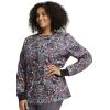 Cherokee Scrub Jackets For Woman Printed Snap Front Modern Classic Fit, 2 Pockets, Rib-Knit Cuffs – CK321(Work of Heart)