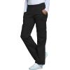 Cherokee Scrub Pants for Women Mid Rise Pull-On Cargo Medical Uniform 7 Pocket Elastic Waist Adjustable Hem Stretch – 4005(Black)