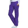 Cherokee Scrub Pants for Women Mid Rise Pull-On Cargo Medical Uniform 7 Pocket Elastic Waist Adjustable Hem Stretch – 4005(Grape)