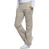 Cherokee Scrub Pants for Women Mid Rise Pull-On Cargo Medical Uniform 7 Pocket Elastic Waist Adjustable Hem Stretch – 4005(Khaki)