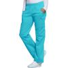 Cherokee Scrub Pants for Women Mid Rise Pull-On Cargo Medical Uniform 7 Pocket Elastic Waist Adjustable Hem Stretch – 4005(Turquoise)