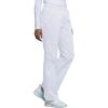Cherokee Scrub Pants for Women Mid Rise Pull-On Cargo Medical Uniform 7 Pocket Elastic Waist Adjustable Hem Stretch – 4005(White)