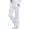 Cherokee Scrub Pants for Women Mid Rise Pull-On Cargo Medical Uniform 7 Pocket Elastic Waist Adjustable Hem Stretch – 4005(White)