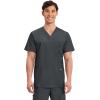 Cherokee Scrub Set For Men, V-Neck 3 Pocket Top WW670 with Modern Fit 7 Pocket Tapered Leg Pant WW140(Black)