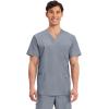 Cherokee Scrub Set For Men, V-Neck 3 Pocket Top WW670 with Modern Fit 7 Pocket Tapered Leg Pant WW140(Grey)